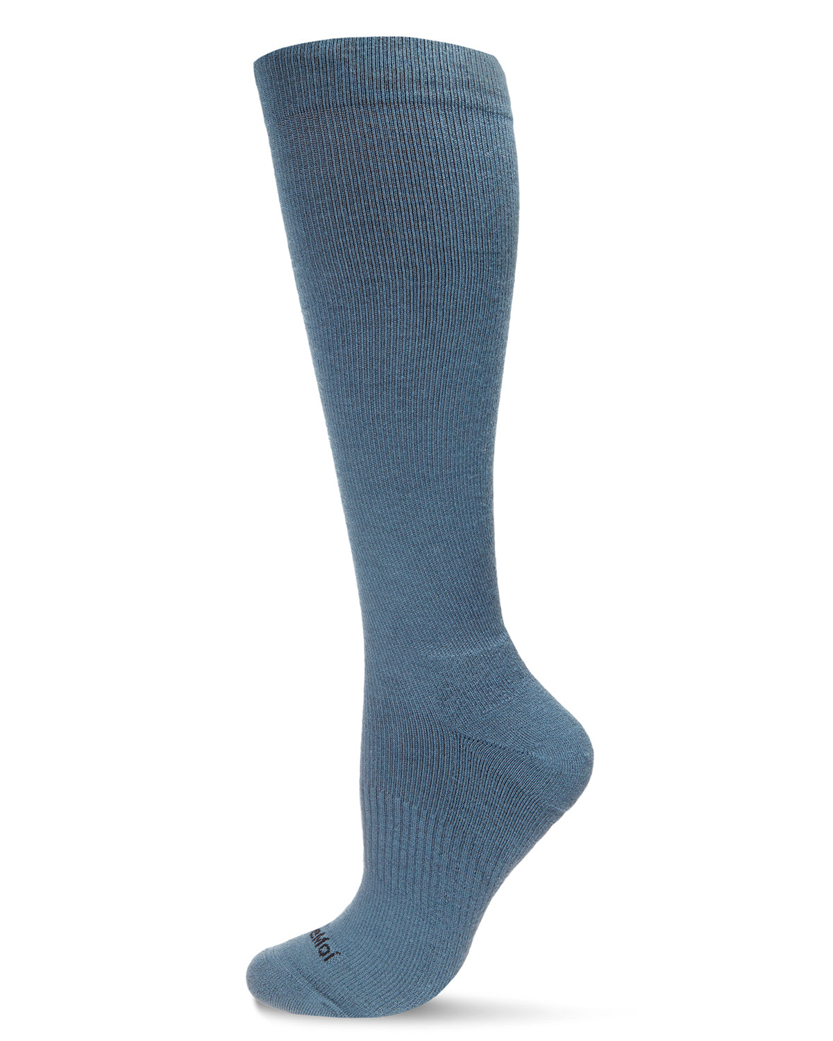 Unisex Solid Merino Cushion Sole Knee High Wool Blend -mmHg Graduated Compression Socks - - Blue Denim
