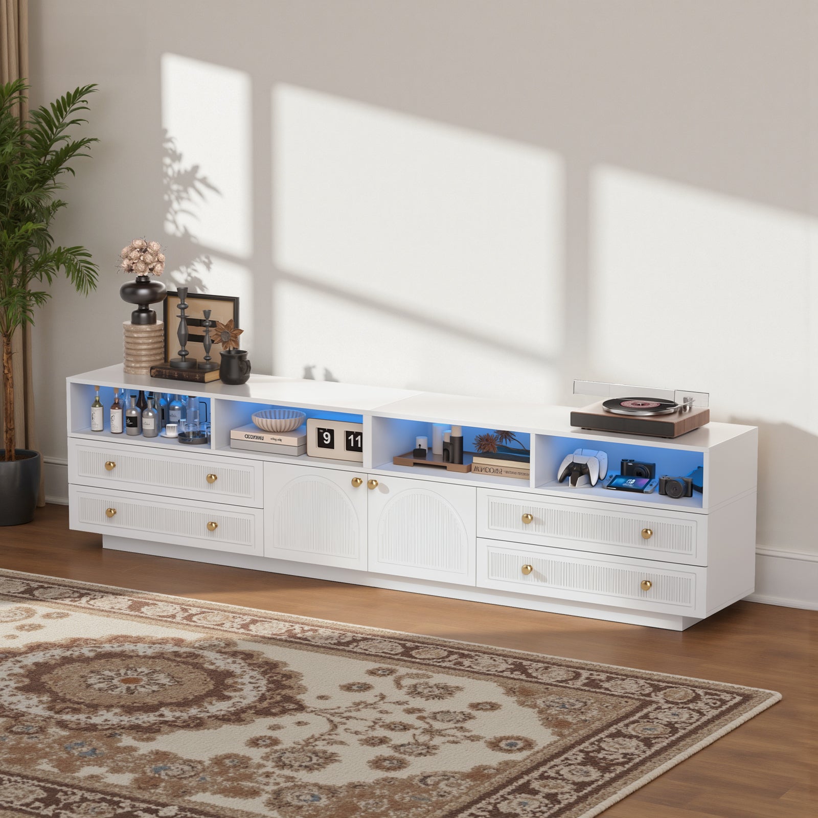 Save % - Belord High Gloss TV Stand w Storage, Fits " TV
