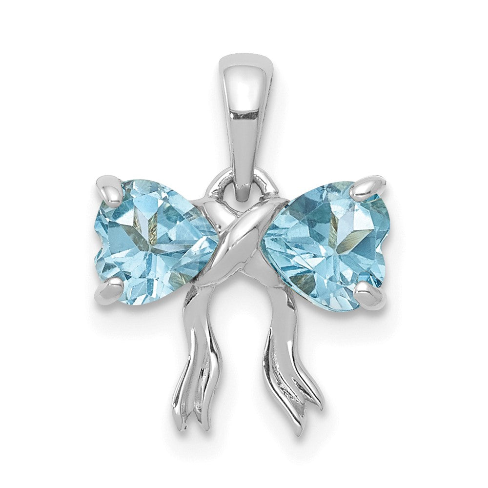 k White Gold k White Gold Polished Light Swiss Blue Topaz Bow Pendant