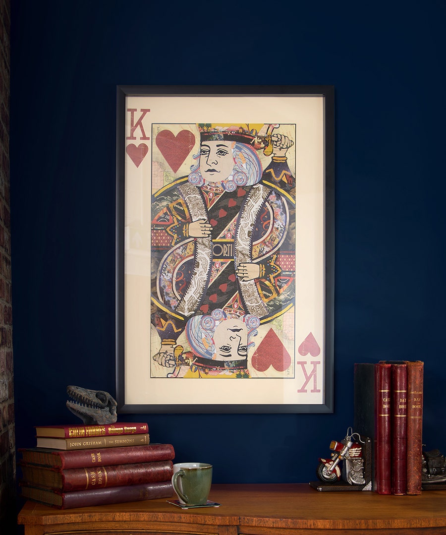 King Of Hearts Collage Framed Wall Art - Off White - by Joe Browns