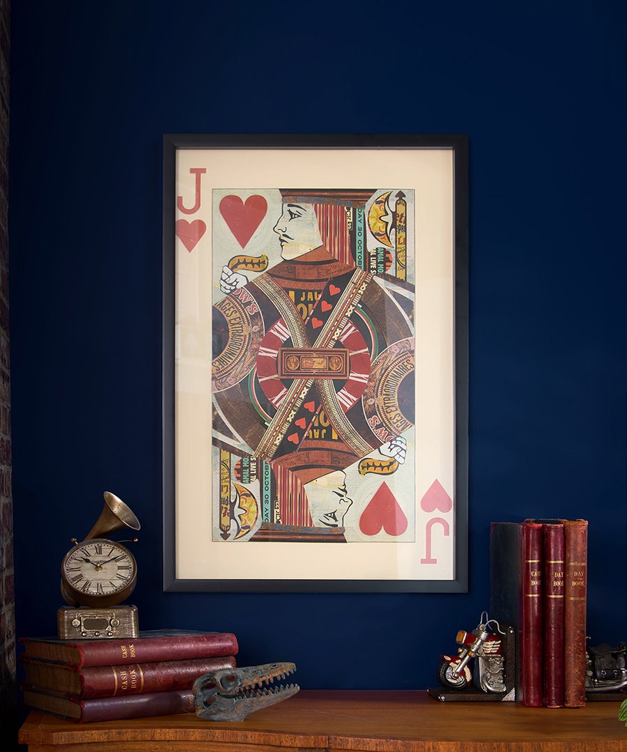 Jack Of Hearts Collage Framed Wall Art - Off White - by Joe Browns