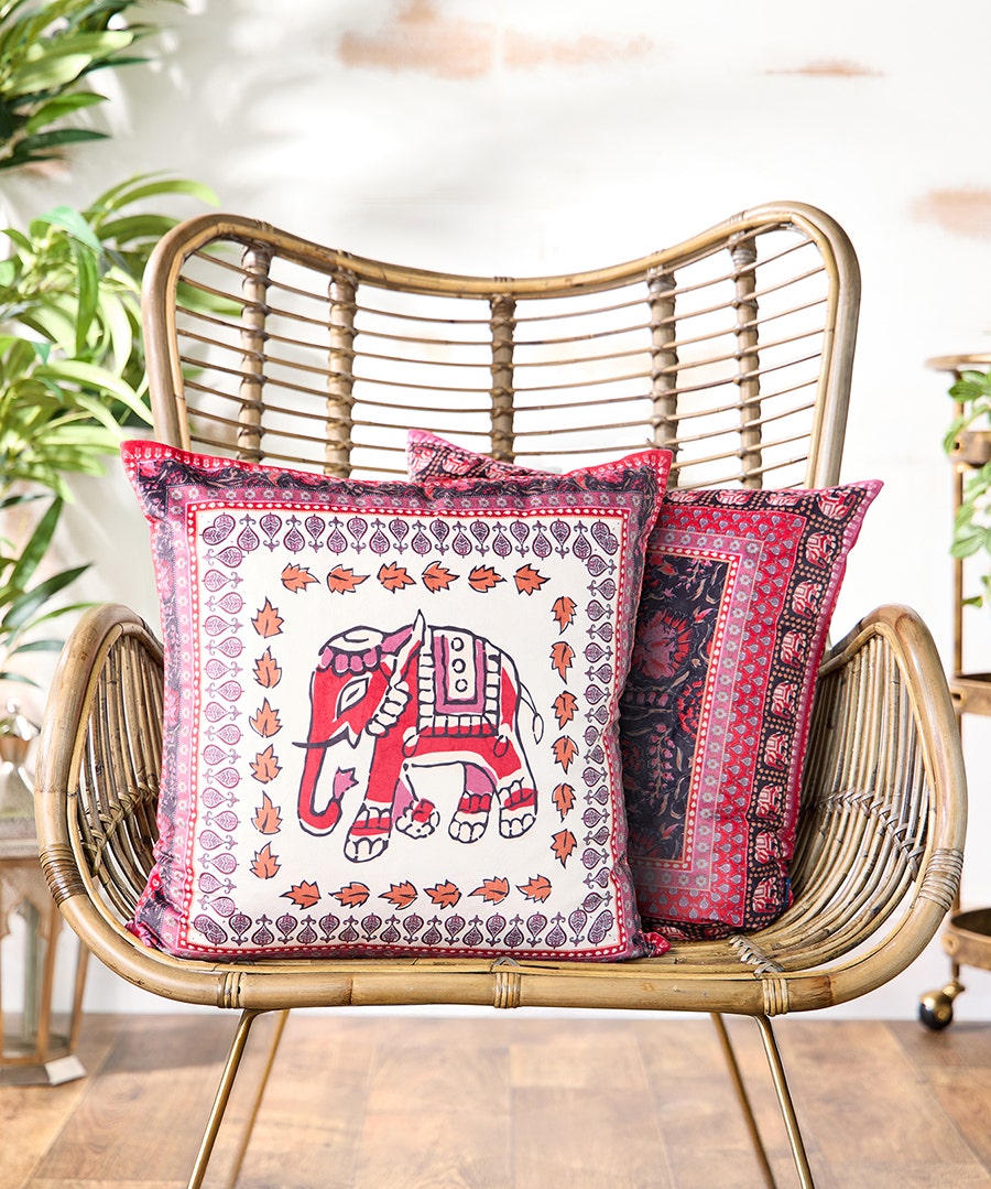 Floral Bohemia Reversible Velvet Cushion - Purple - by Joe Browns