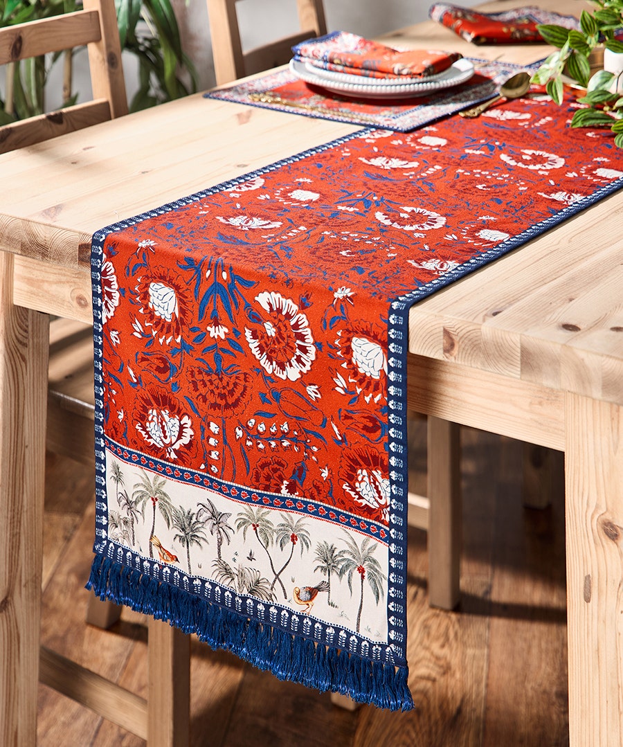 Serene Bohemian Table Runner - Red - by Joe Browns