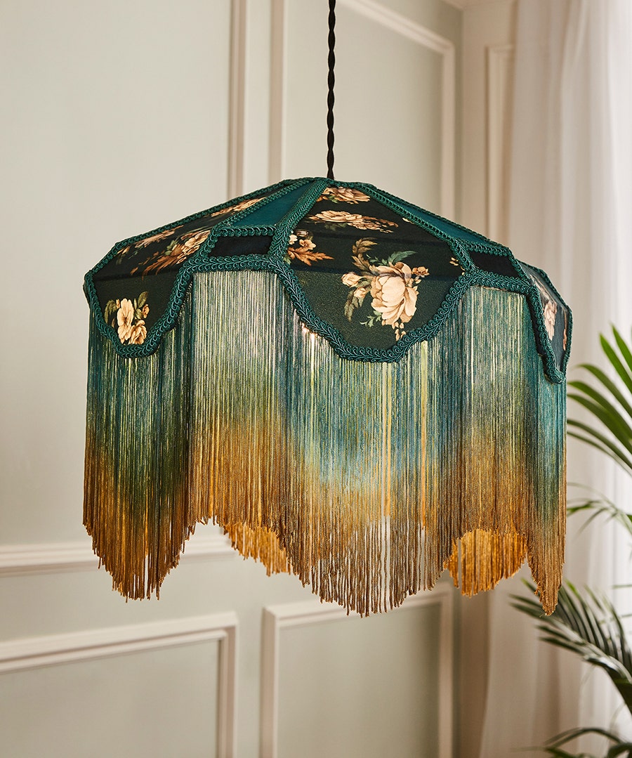 Forest Oasis Tassel Lamp Pendant Shade - Green - by Joe Browns