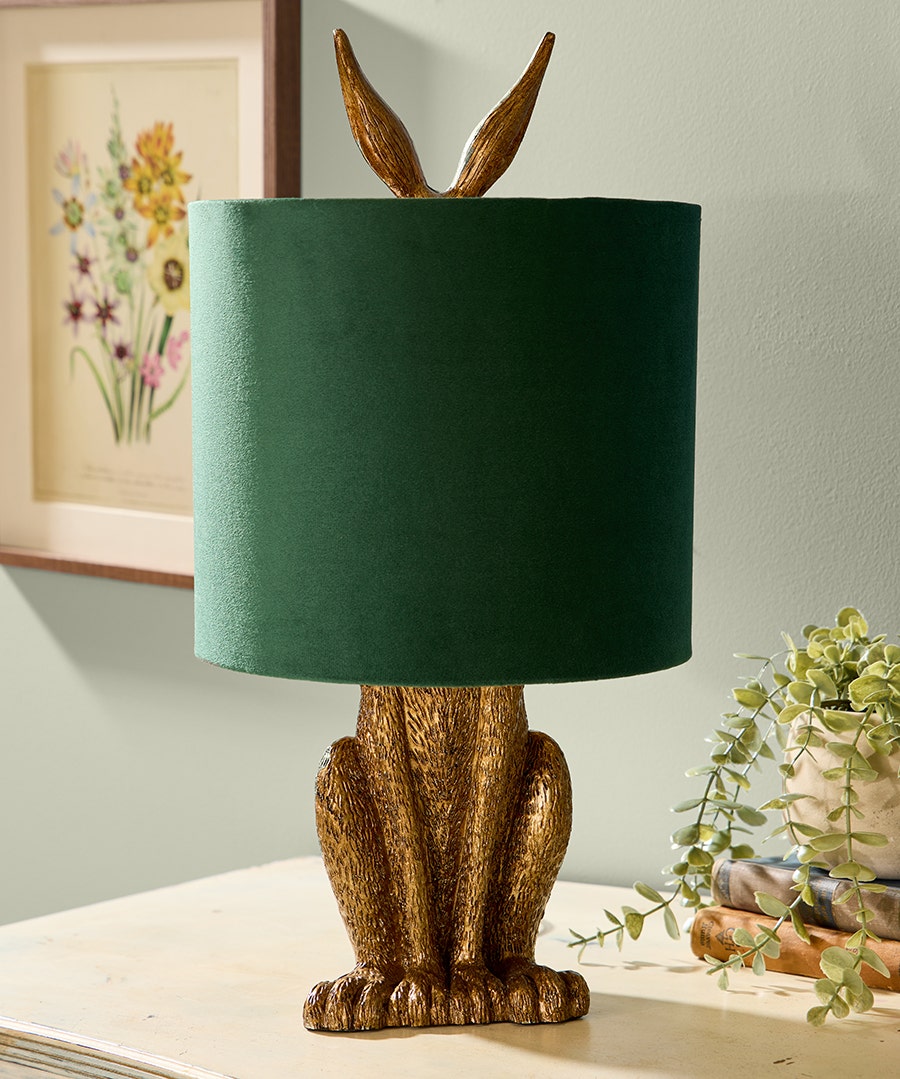Hidden Hare Table Lamp - Gold - by Joe Browns