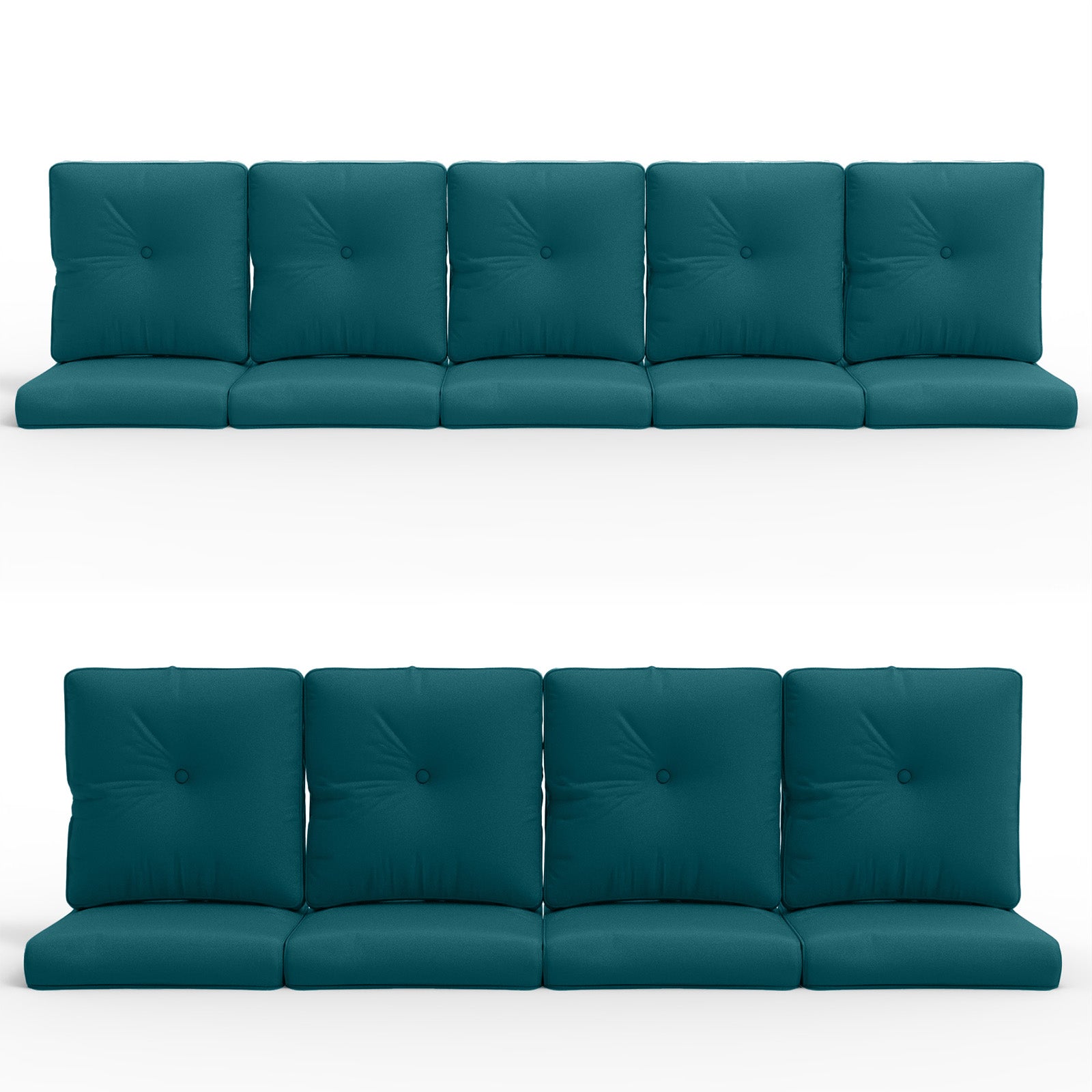 -Piece Blue Patio Cushion Set - Seat & Back Cushions with Removable Waterproof Covers, All-Weather Outdoor Replacement Standard
