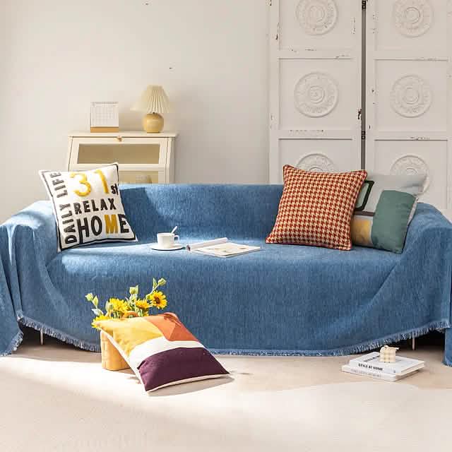 Anti-Scratch Cat Sofa Blanket - Navy