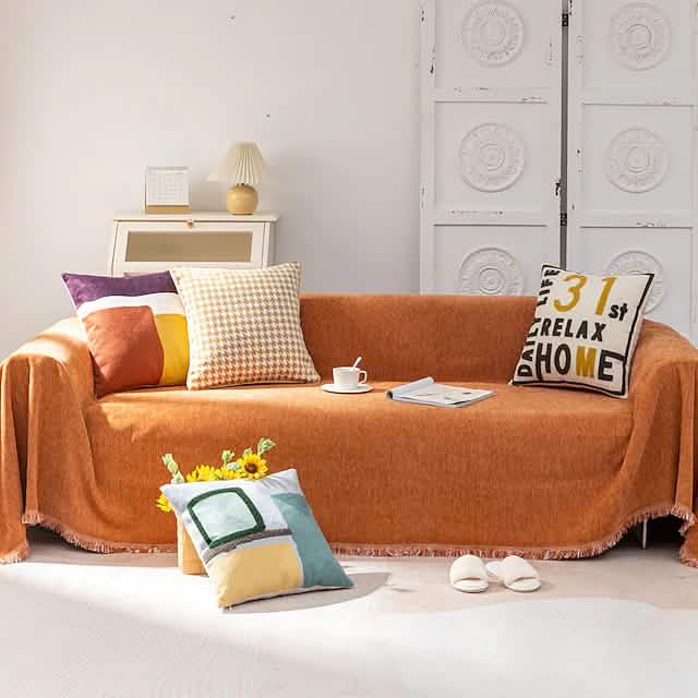 Anti-Scratch Cat Sofa Blanket - Orange