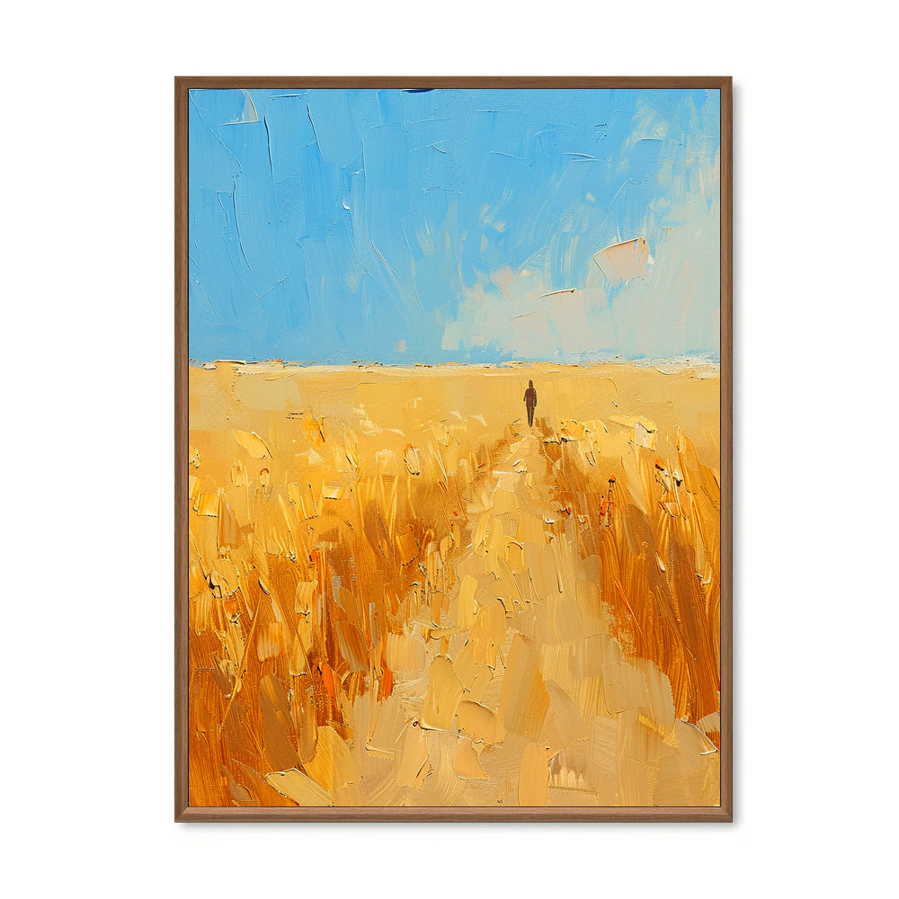 Path of Light Impressionist Landscape Texture Painting, Handmade Oil Wall Art - White Frame "x " x CM