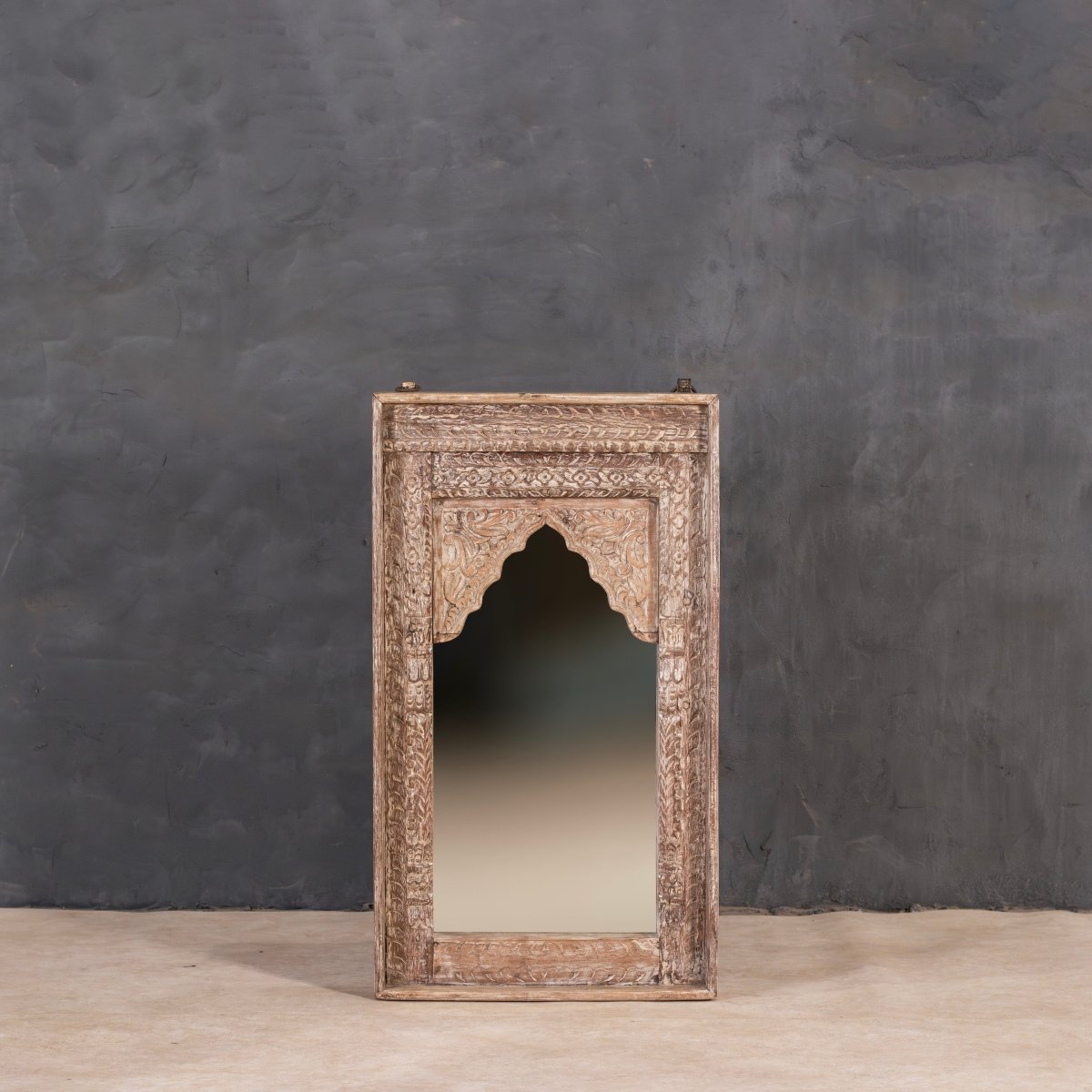 Carved Arch Frame Mirror - X X . Inches Natural + Leqar