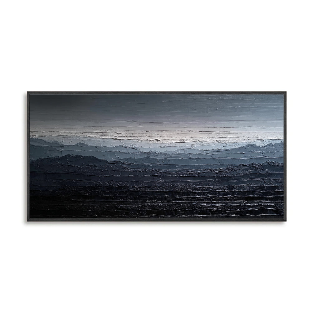 Silent Ridge Modern Abstract Landscape Texture Painting, Handmade Oil Wall Art for Contemporary Interior - Gold Frame "x " x CM