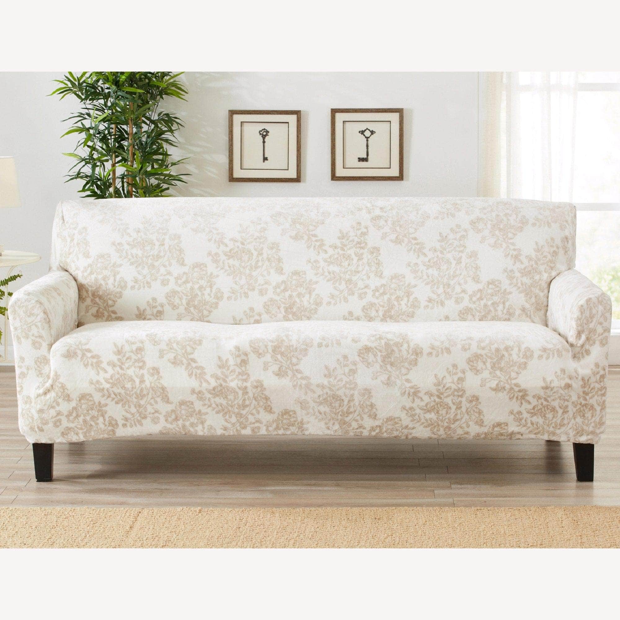 Velvet Stretch Slipcover - Gale Collection - Sofa Silver Cloud