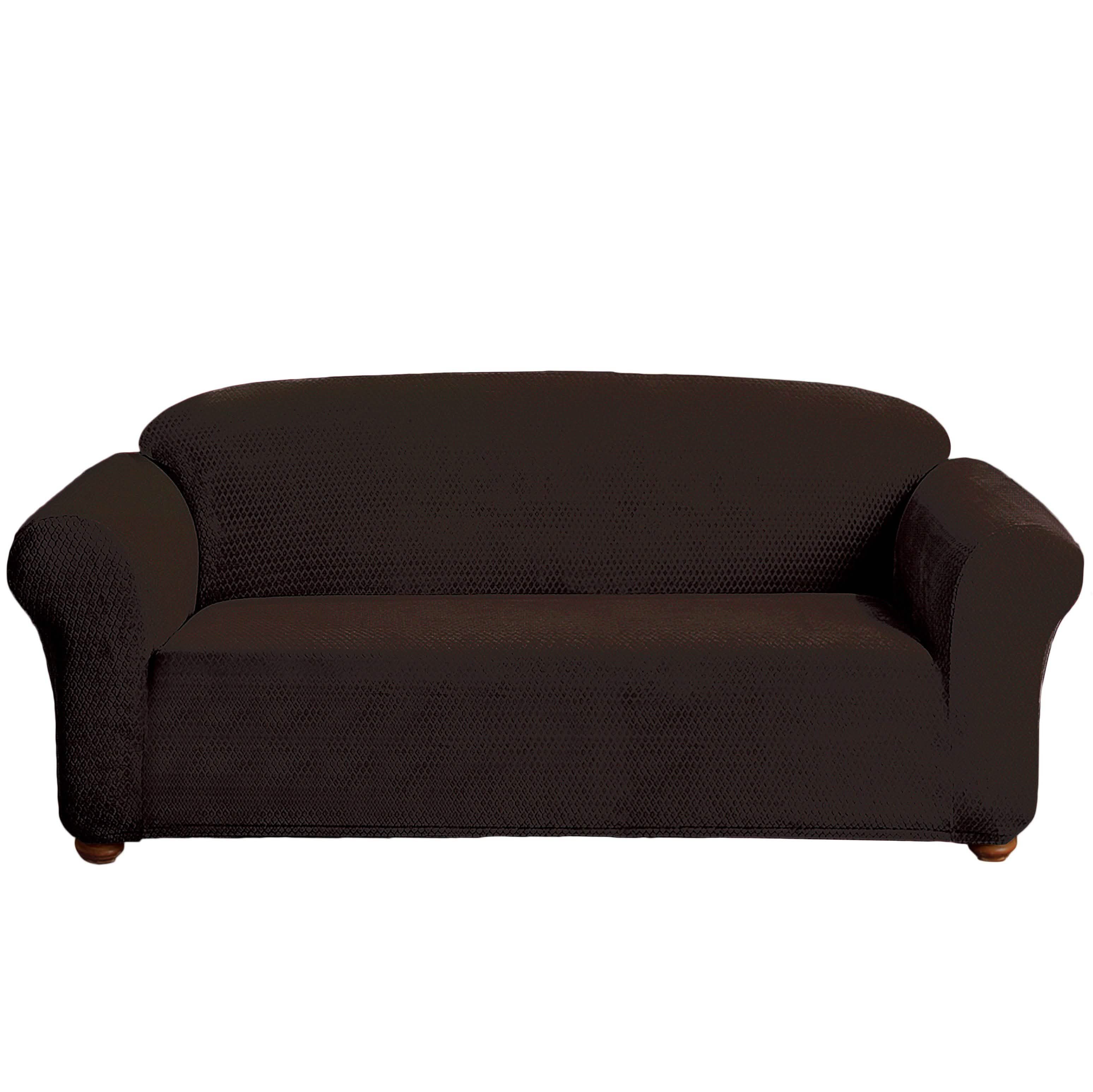 Diamond Pattern Velvet Waterproof Reversible Furniture Cover - Chocolate Sofa
