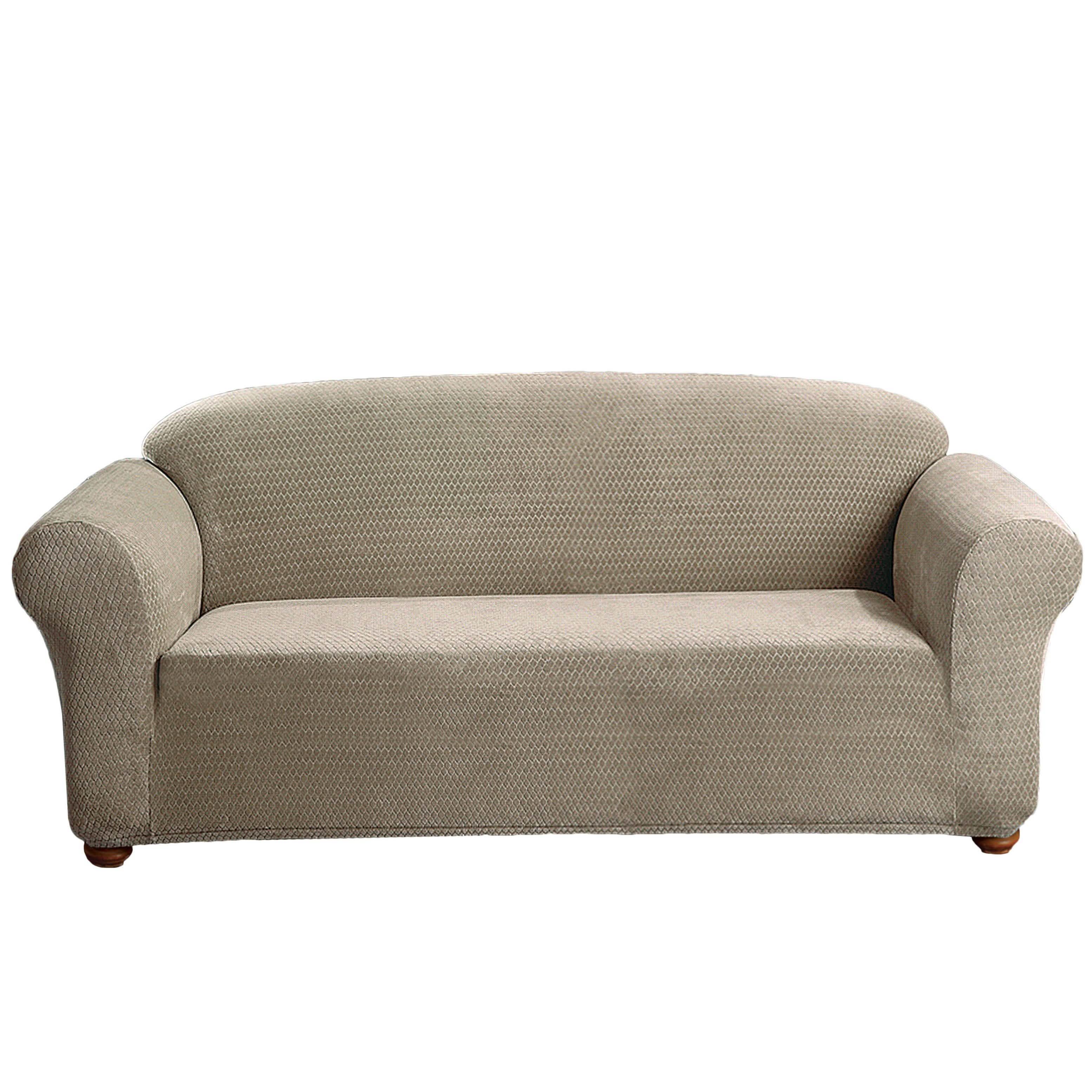 Diamond Pattern Velvet Waterproof Reversible Furniture Cover - Taupe Sofa