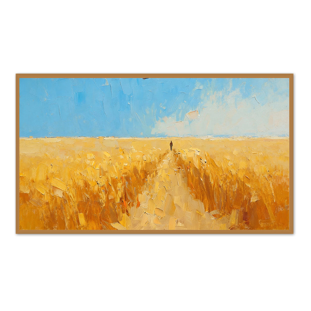 Path of Light Impressionist Landscape Texture Painting, Handmade Oil Wall Art-Landscape Orientation - White Frame ''x '' x CM