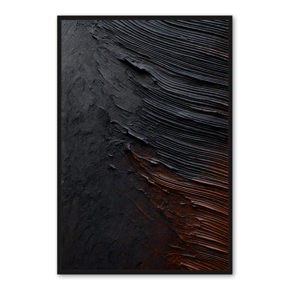 Chrono-Stratum: Metallic FluxTextured Abstract Expressionist Oil Painting Handmade Wall Art - Black Frame ''x '' x CM