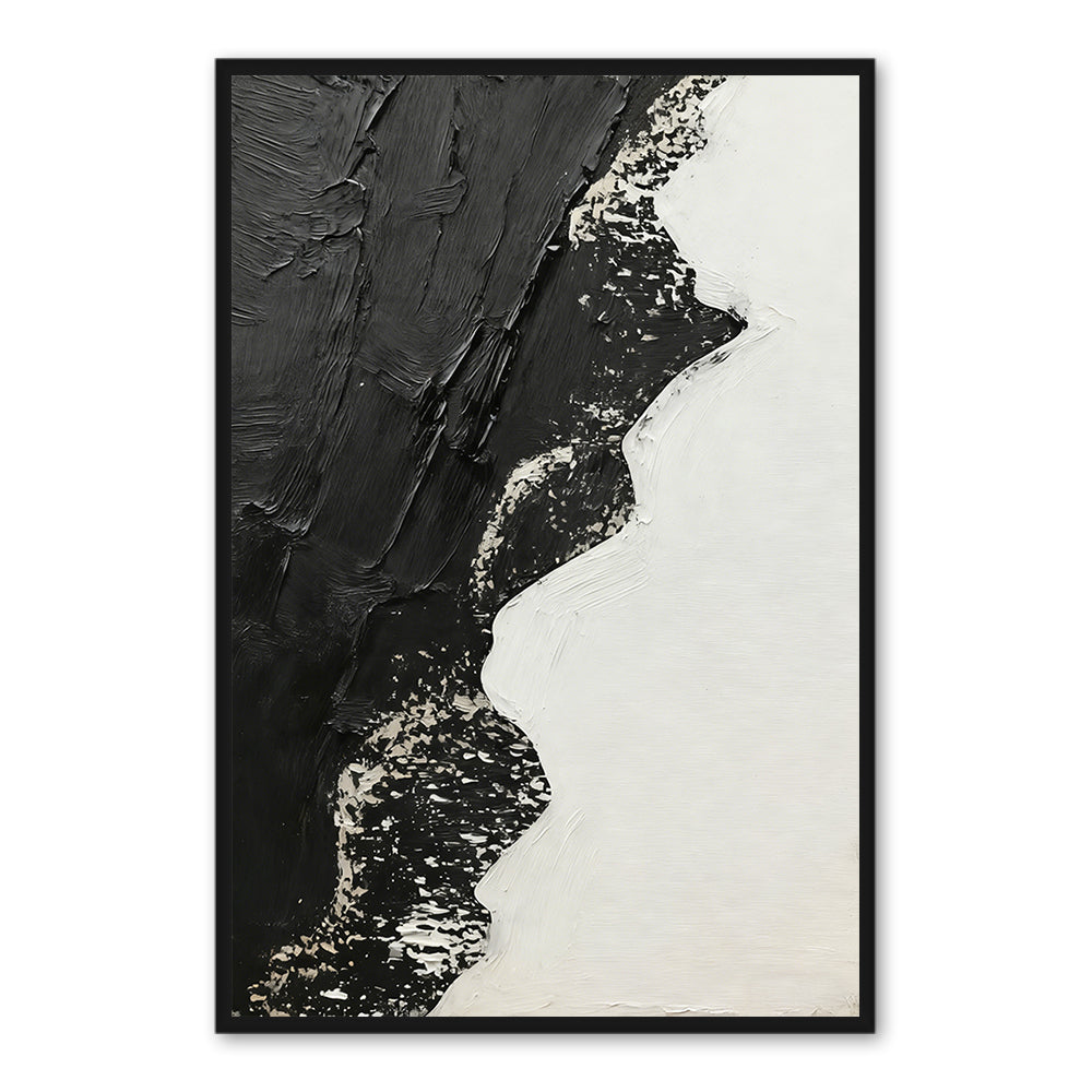 Black & White Contrast Theme Painting Modern Abstract Style Handmade Oil Painting Wall Art - Wood Frame ''x '' x CM