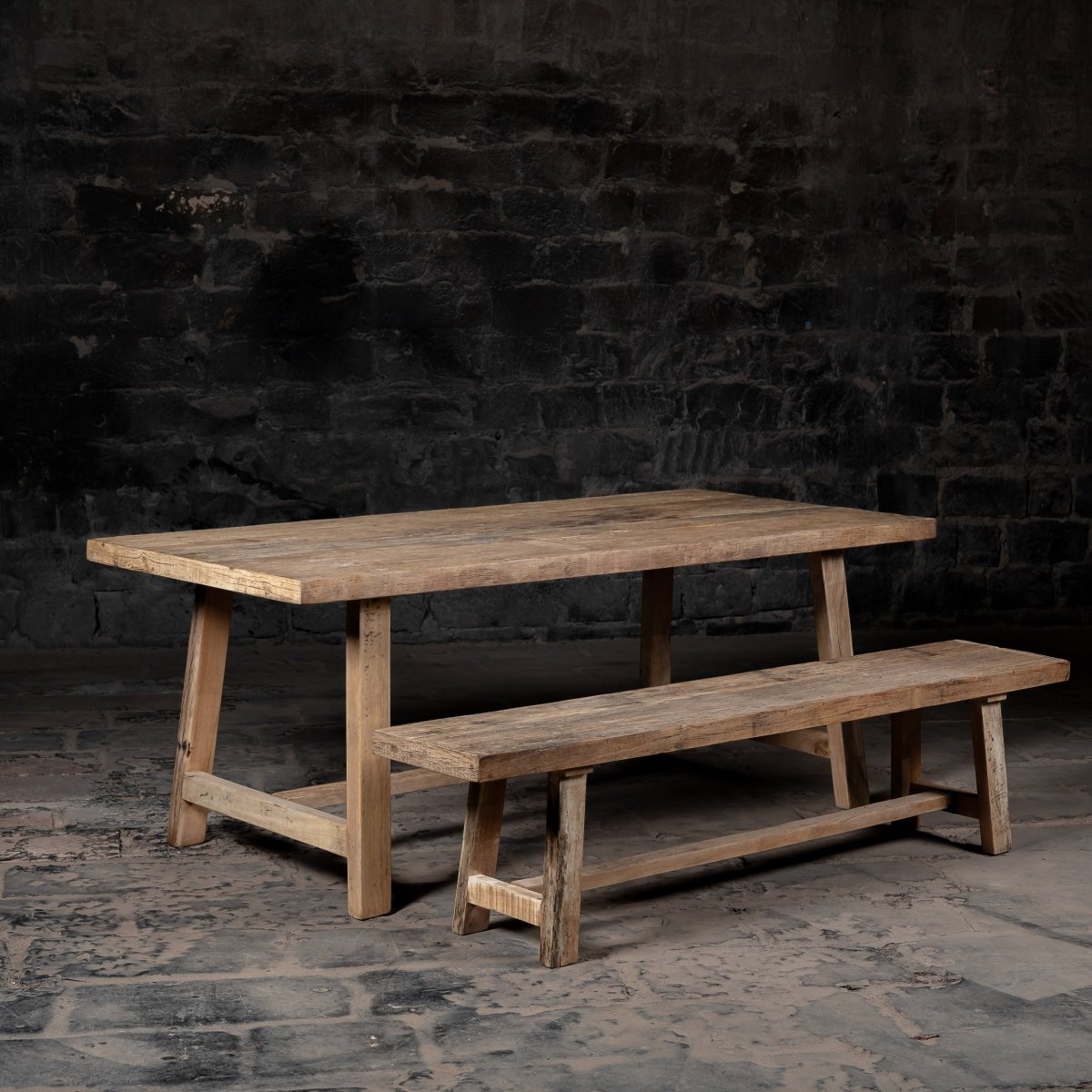 Envade Dining Table and Bench Set - x x + Bench Bleach Raw