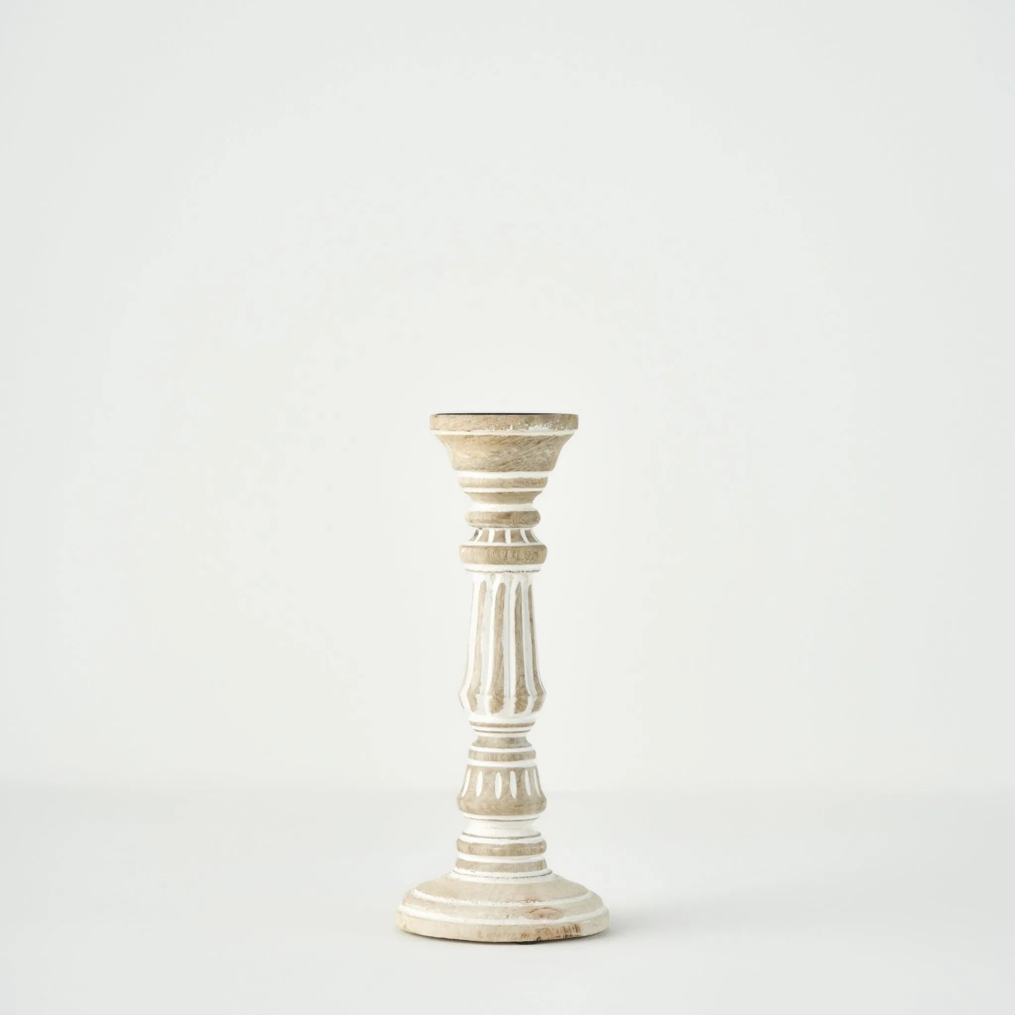 Esta Mango Wood Taper Candle Holder - ."