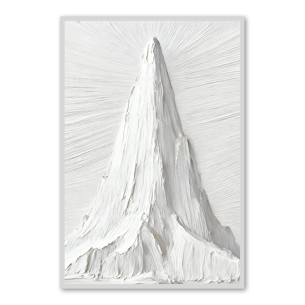 White Mountain Peak Theme Painting Modern Minimalist Style Handmade Texture Wall Art - Wood Frame "x " x CM