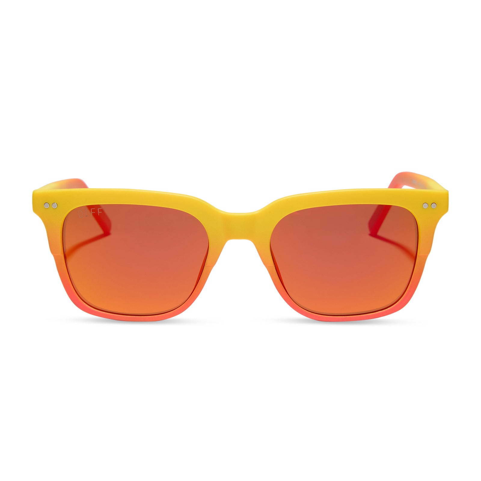 Human Torch Radiant Yellow To Orange Flame Fade Blazing Red Orange Mirror Polarized Sunglasses