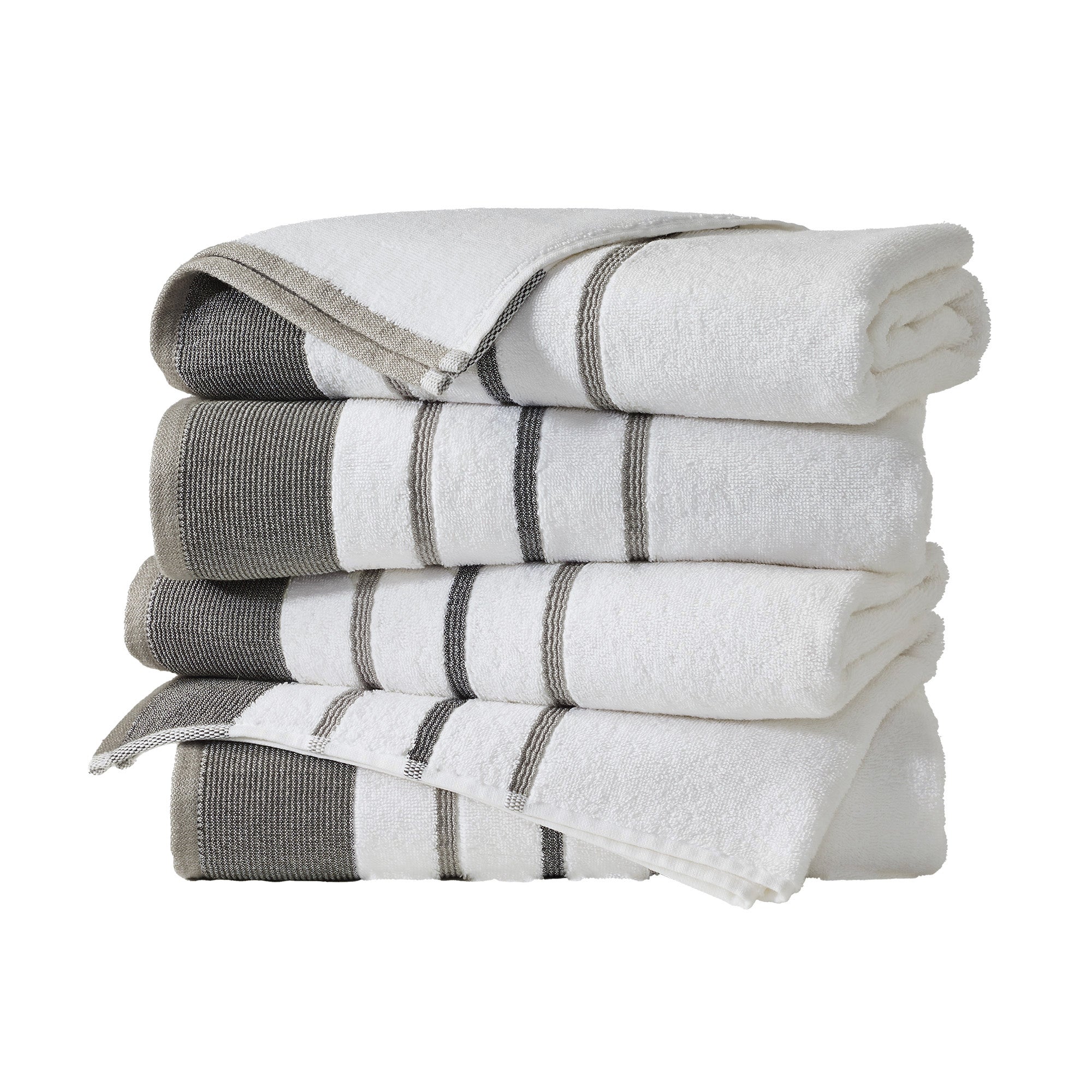 Decorative Cotton Stripe Bath Towel Set - Noelle Collection - Bath Towel Pack of Dark Grey Light Grey