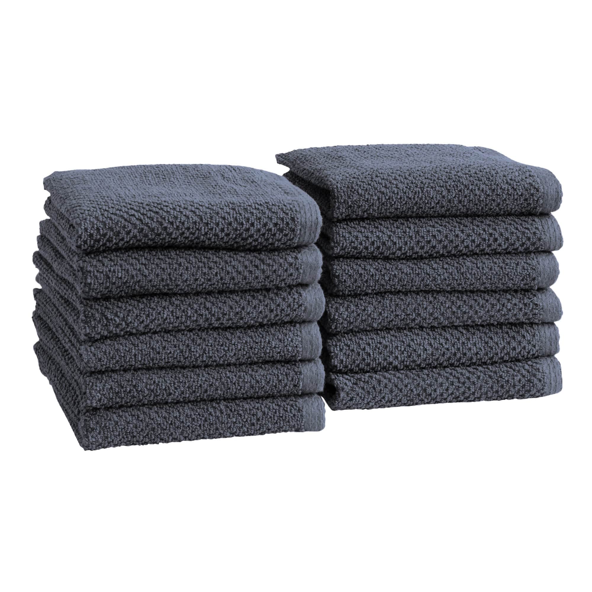 Cotton Textured Bath Towel Set - Acacia Collection - Washcloth Pack of Stone Blue