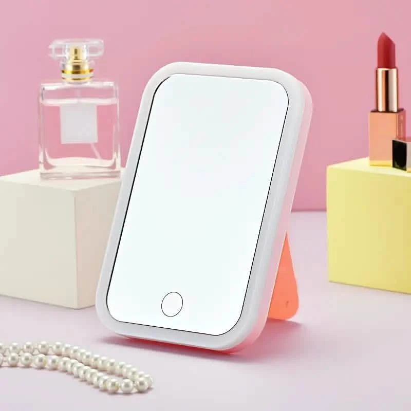 LED Makeup Mirror Touch Screen Light Portable Standing Folding Vanity Mirror