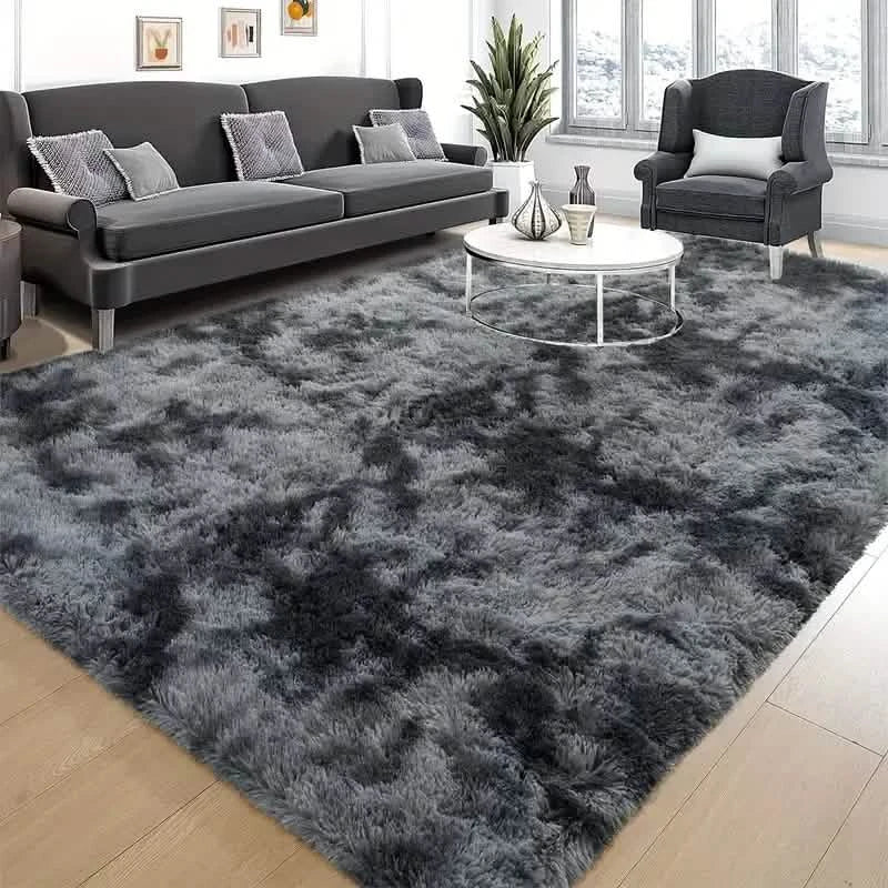 Luxurious Velvet Rectangular Shaggy Plush Carpet Rug - ” x ” Dark Gray