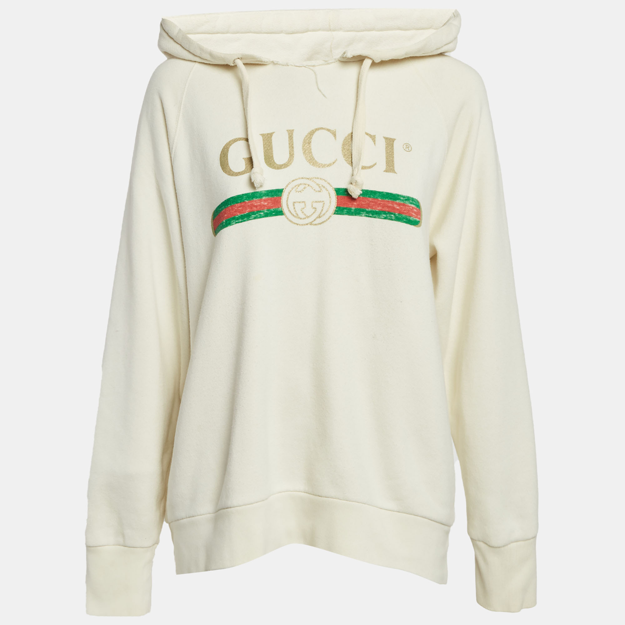 Gucci Cream Cotton Knit Embroidered Blind For Love Hoodie