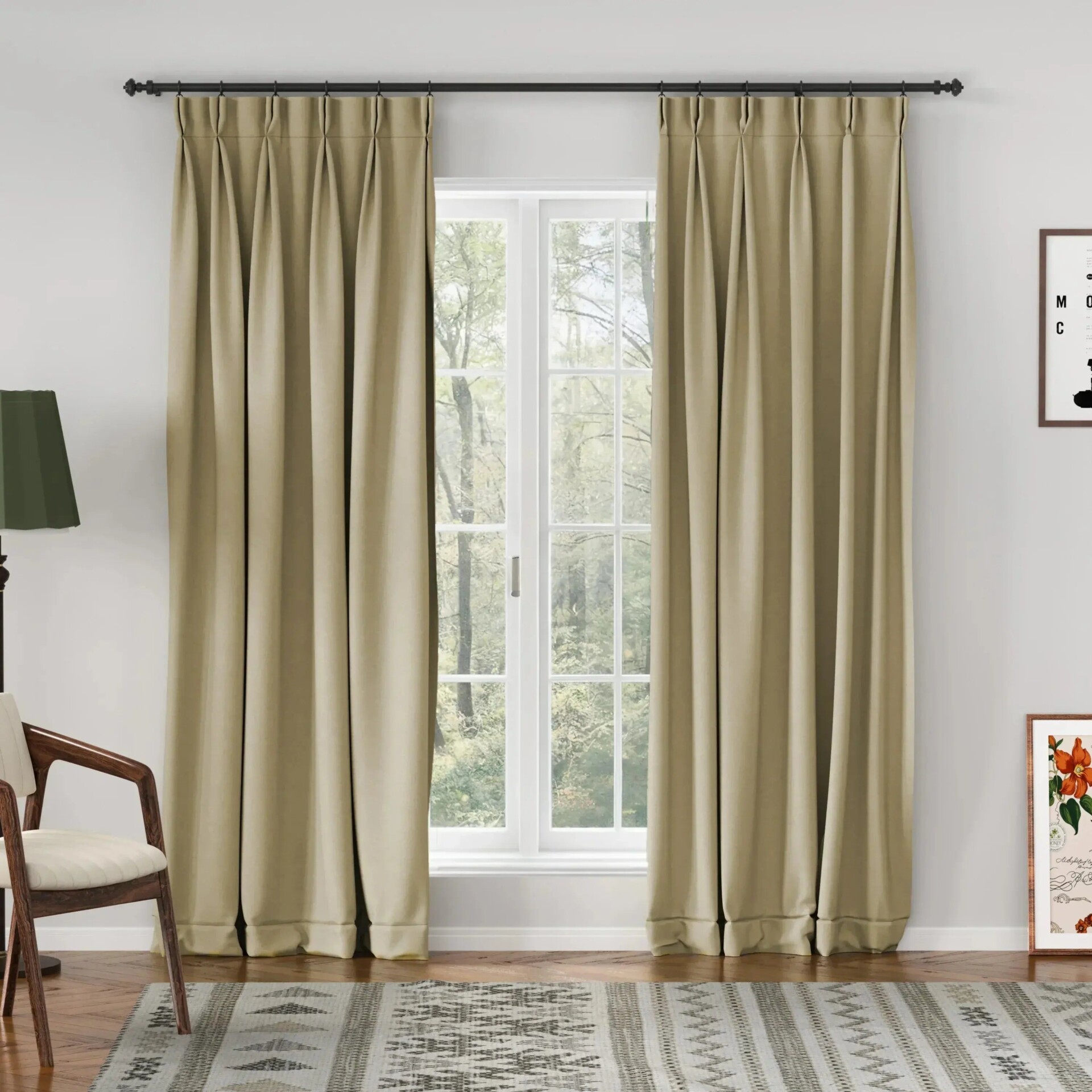 Breeza Cotton Thermal Insulated Lining Curtains P Pleated Drapes - -