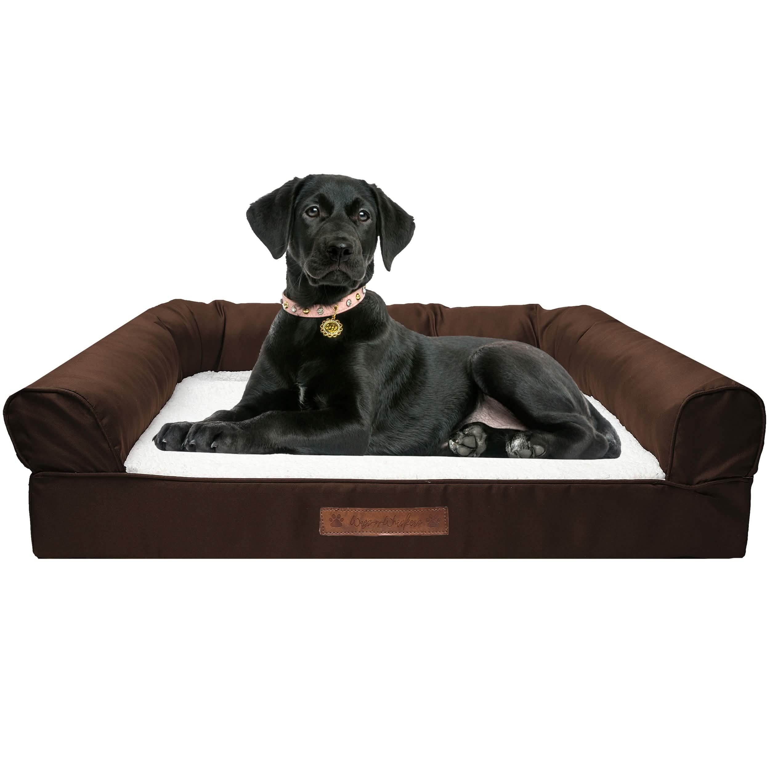 Premium Sofa-Style Orthopedic Pet Bed - Large Chocolate
