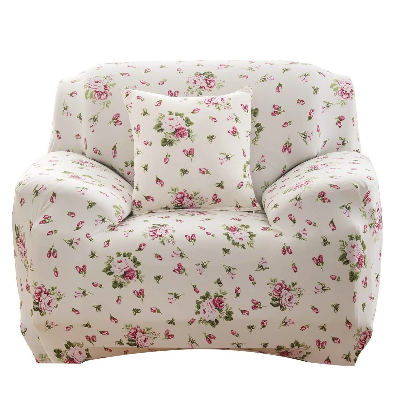 Printed Stretch Sofa Cover - Chair Euro Pink
