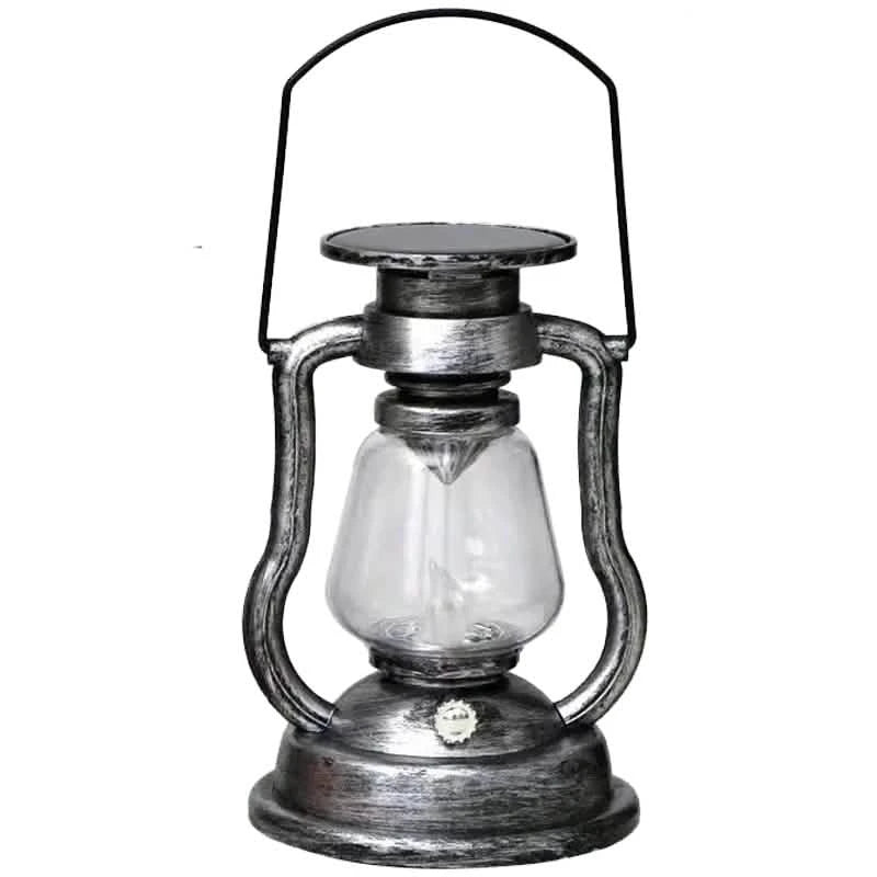 Retro Kerosene Lamp LED Horse Lantern Outdoor Waterproof Portable Rechargeable Solar Powered Flame Light
