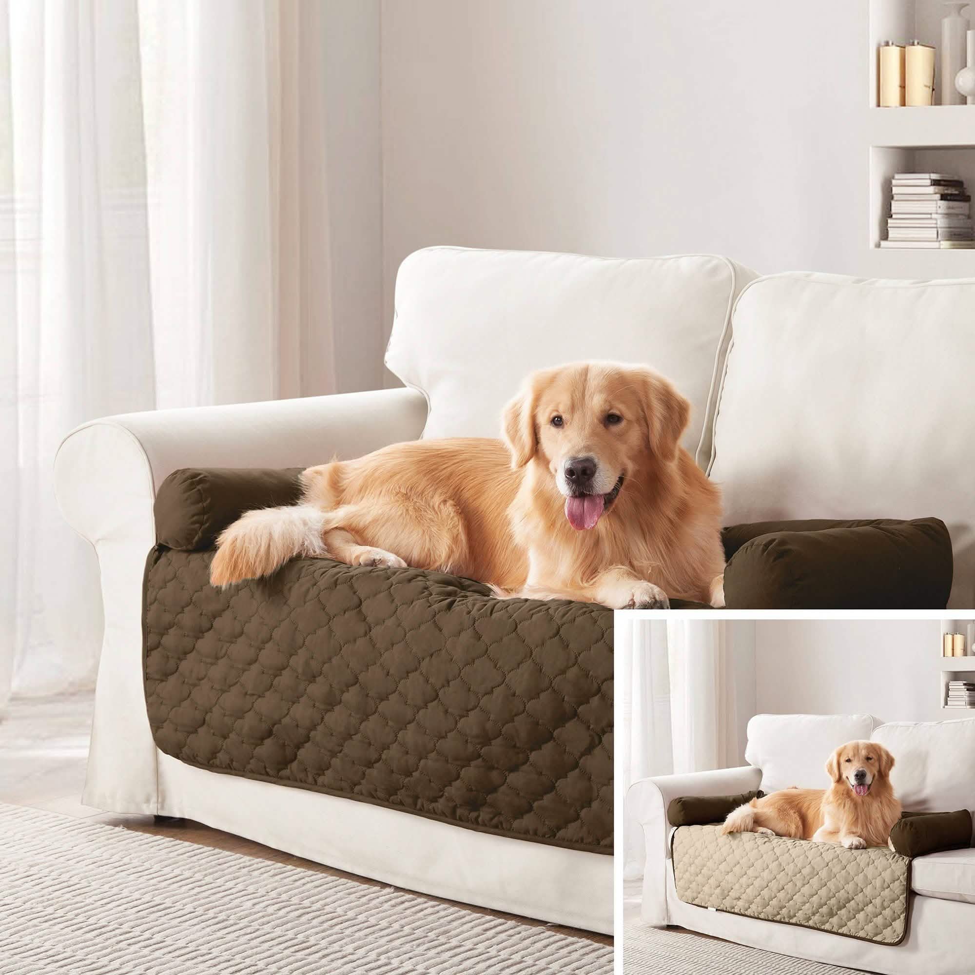 Reversible Pet Bed & Furniture Protector with Cushion Anchors - Assorted Styles - x" ChocolateNatural