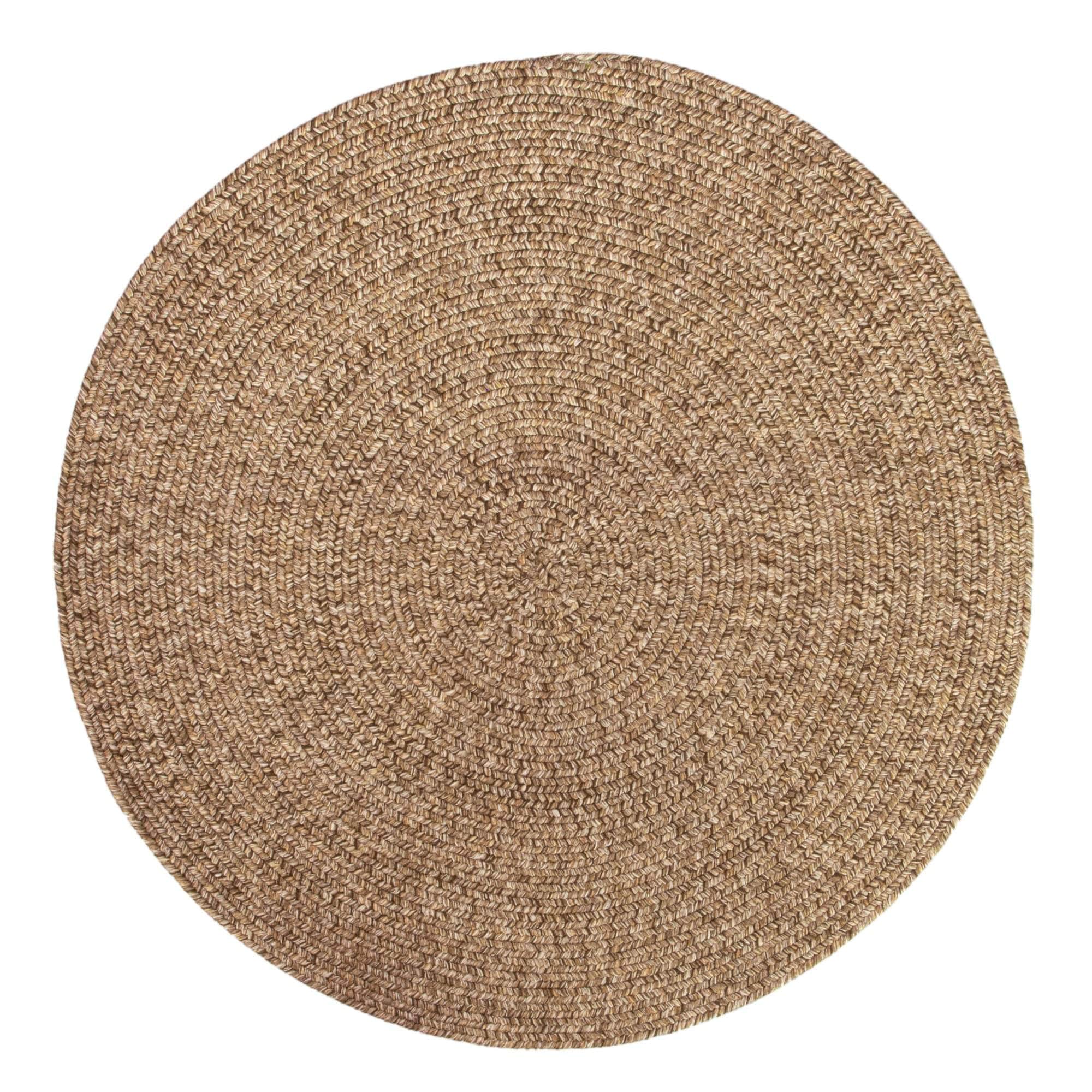 Brown Washable Braided Farmhouse Rug - Indoor Outdoor - Reversible - Made in A - Round '