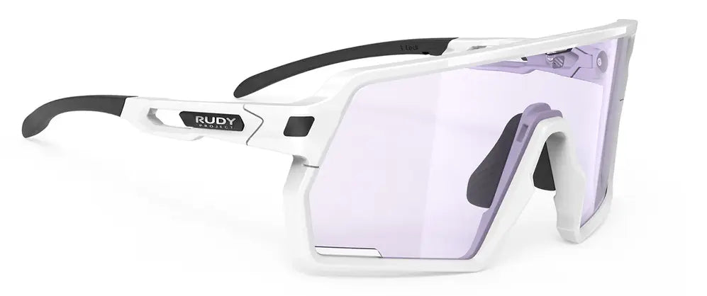 Rudy Project Kelion Sunglasses - White Gloss frameImpactX Photochromic light changing Laser Purple lenses golfpickleball