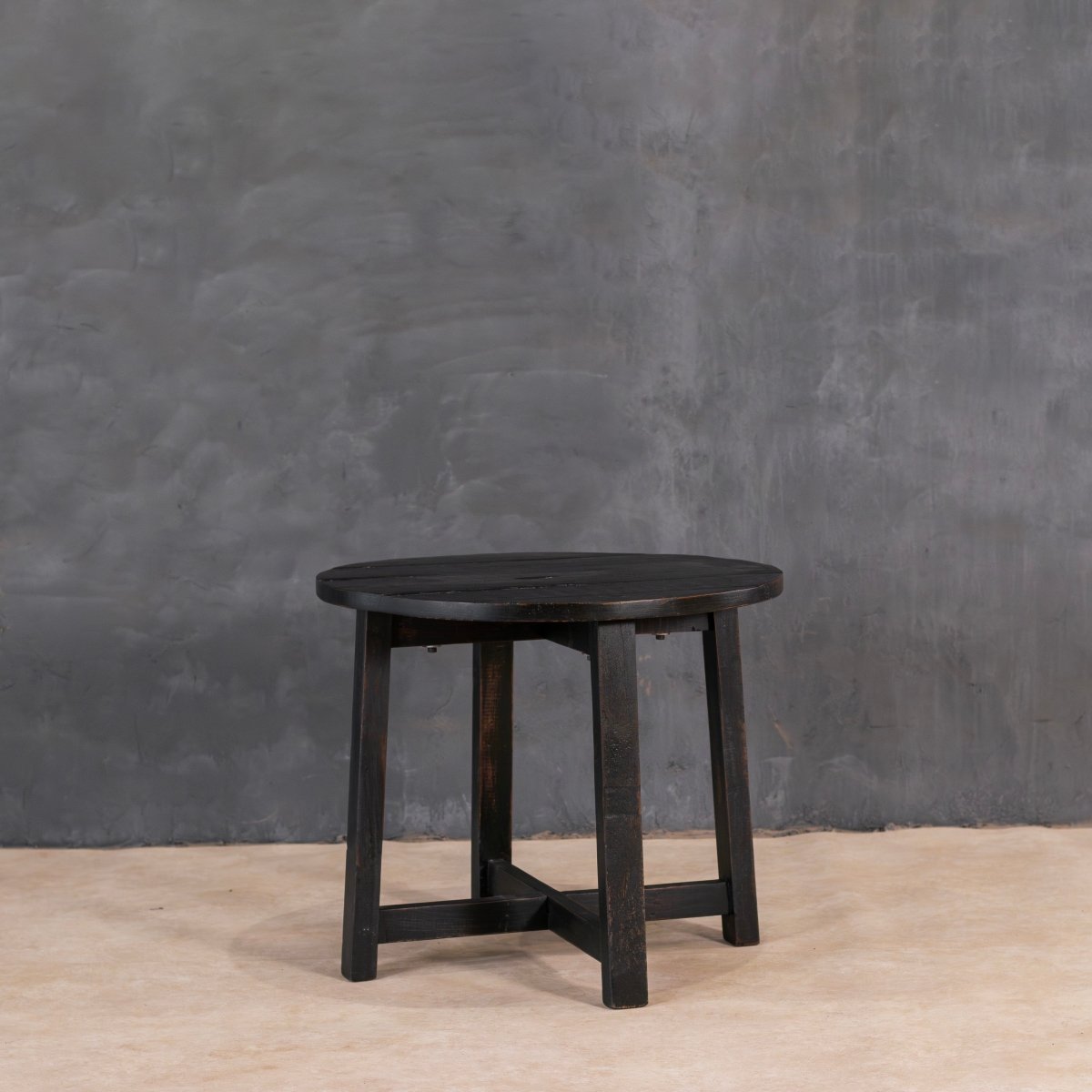 Rustic Black Round End Table - X X Rustic Black