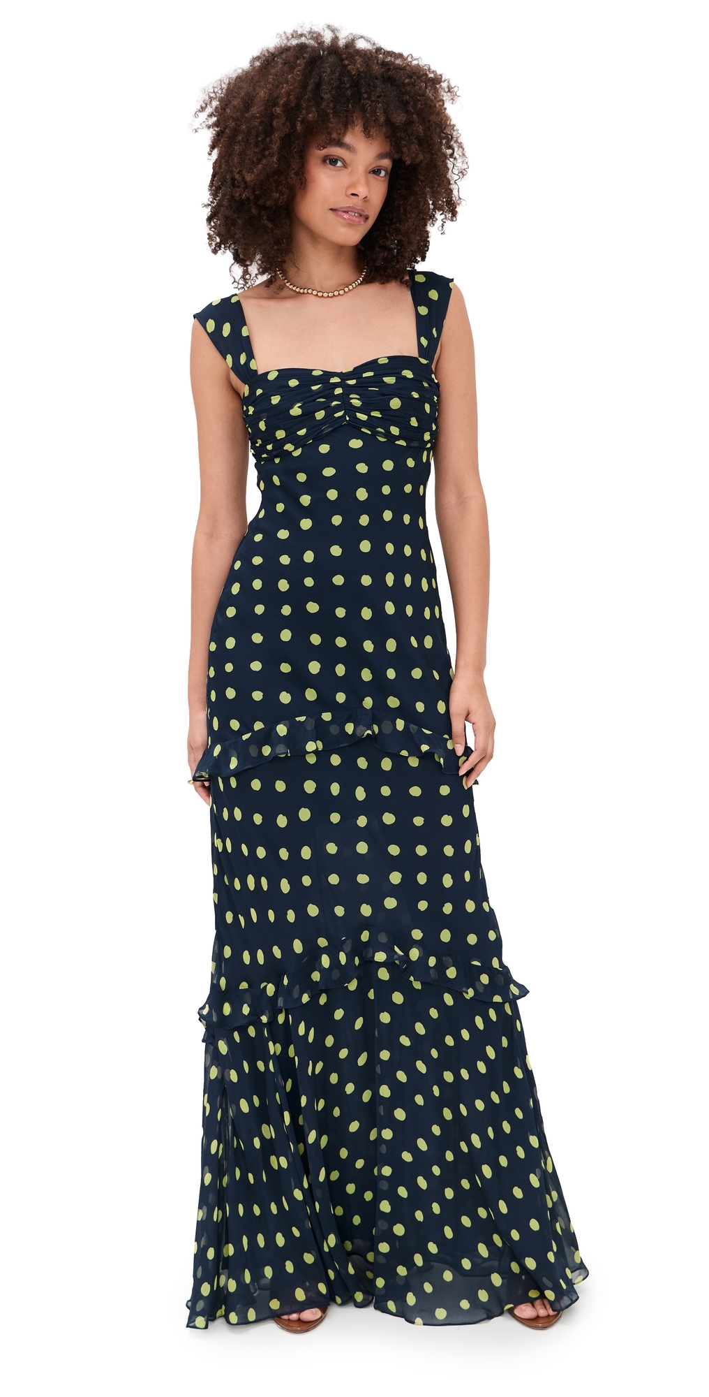 SALONI Selma Long Dress Polka Lemon