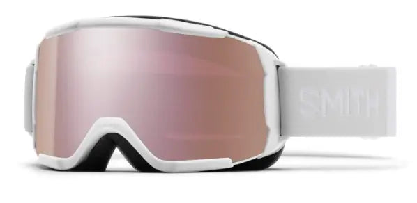 Smith Showcase OTG over the glasses Snow Goggles - White Vapor goggle ChromaPop Everyday Rose Gold Mirror lenses