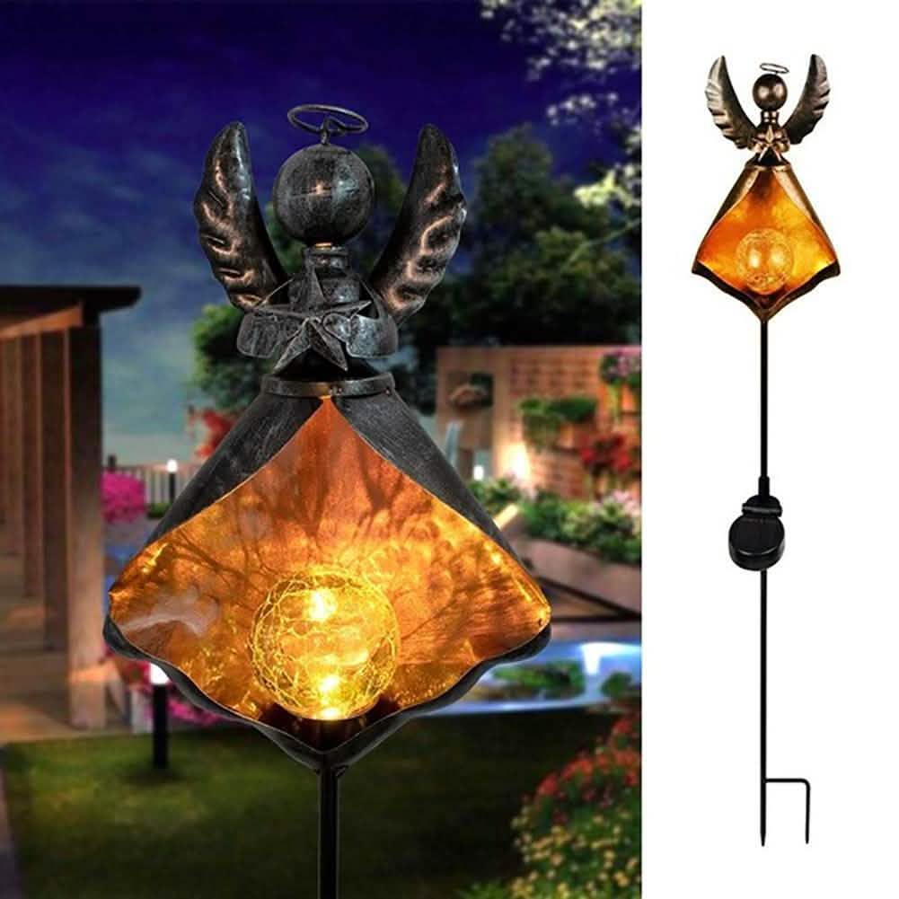 Solar LED Simulate Flame Light Lawn Lantern Lamp Waterproof Outdoor Lights - A