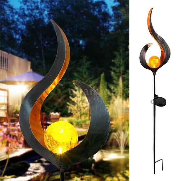 Solar LED Simulate Flame Light Lawn Lantern Lamp Waterproof Outdoor Lights - B