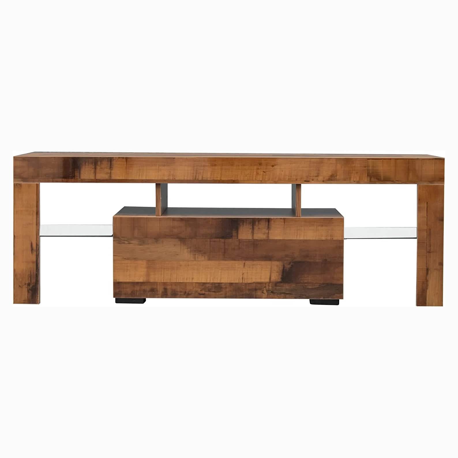 TV Stand with LED Lights Open Shelf Console Storage Table - C