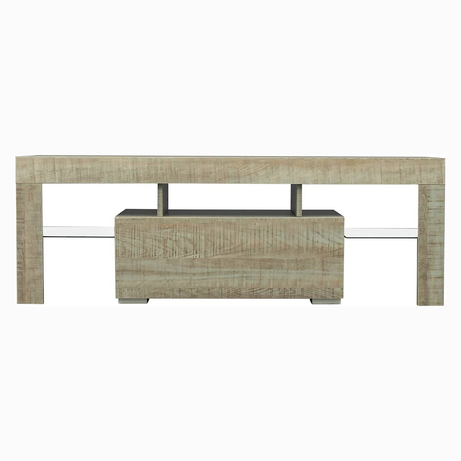 TV Stand with LED Lights Open Shelf Console Storage Table - D