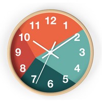 Orange And Teal Wall Clock. Geometric Clock. Teal Clock, Orange Clock