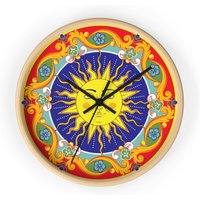 Celestial Wall Clock, Maximalist Sun Wall Decor