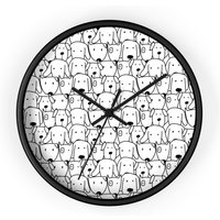 Funny Dogs Round Wooden Wall Clock