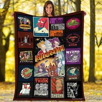 Futurama Fleece Blanket, Leela Bender Philip J. Fry Futurama Throw Blanket For Bed Couch Sofa