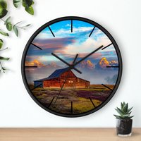 Red Farm House Wall Clock For Farmer, Red Barn Wall Clock