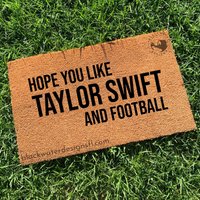 Hope You Like And Football Doormat, Welcome Mat, Red Door Mat, Entryway Rug, Porch Decor